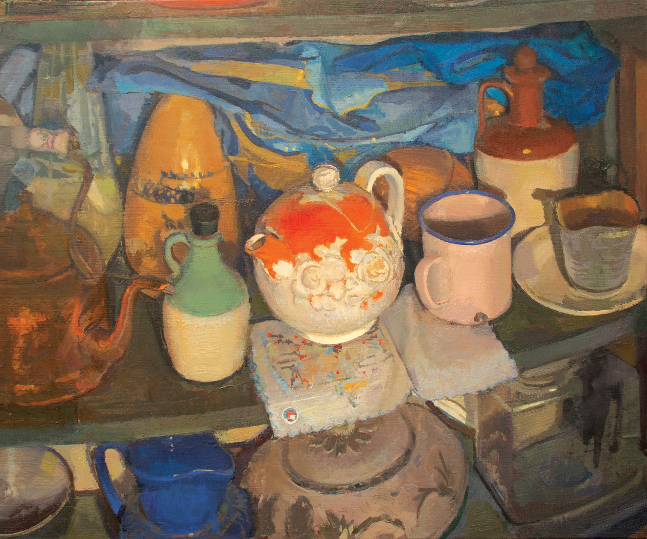 Orange & Cream Tea Kettle / oil on panel / 20" x 24" / 2020